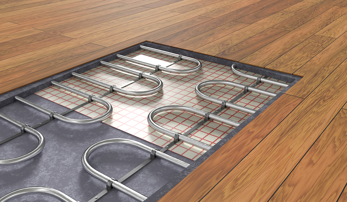 In-floor Radiant Hydronic Heating System New Home Construction